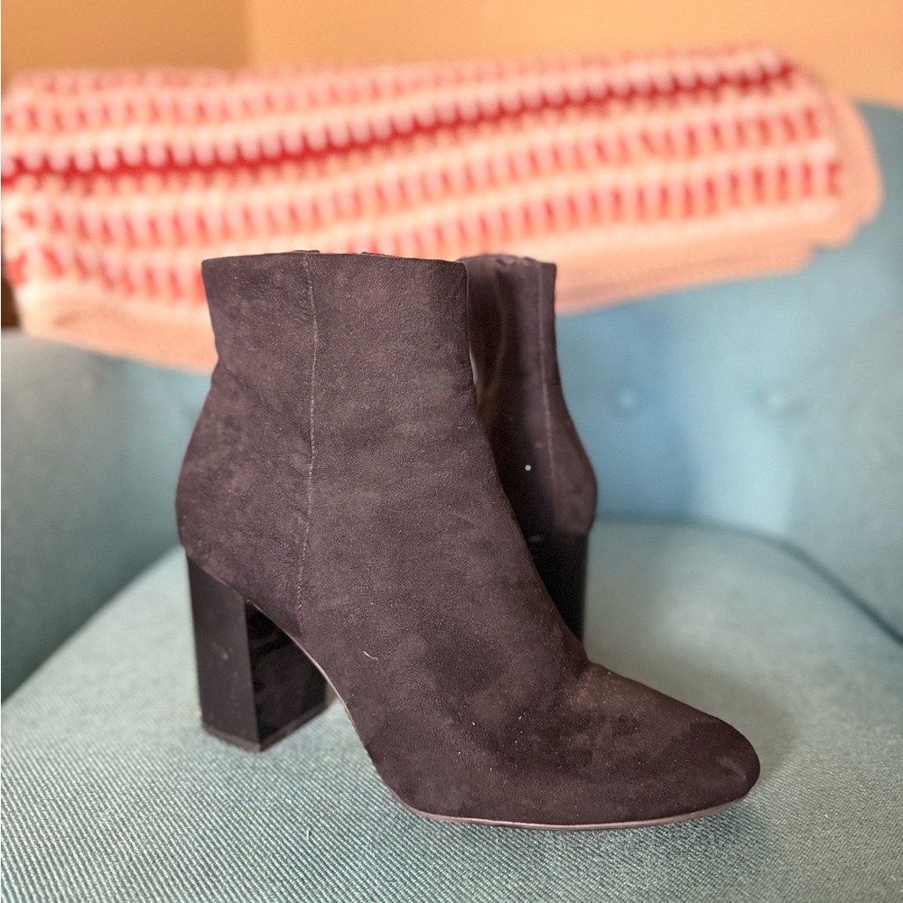 H&M Black Suede Heeled Boots